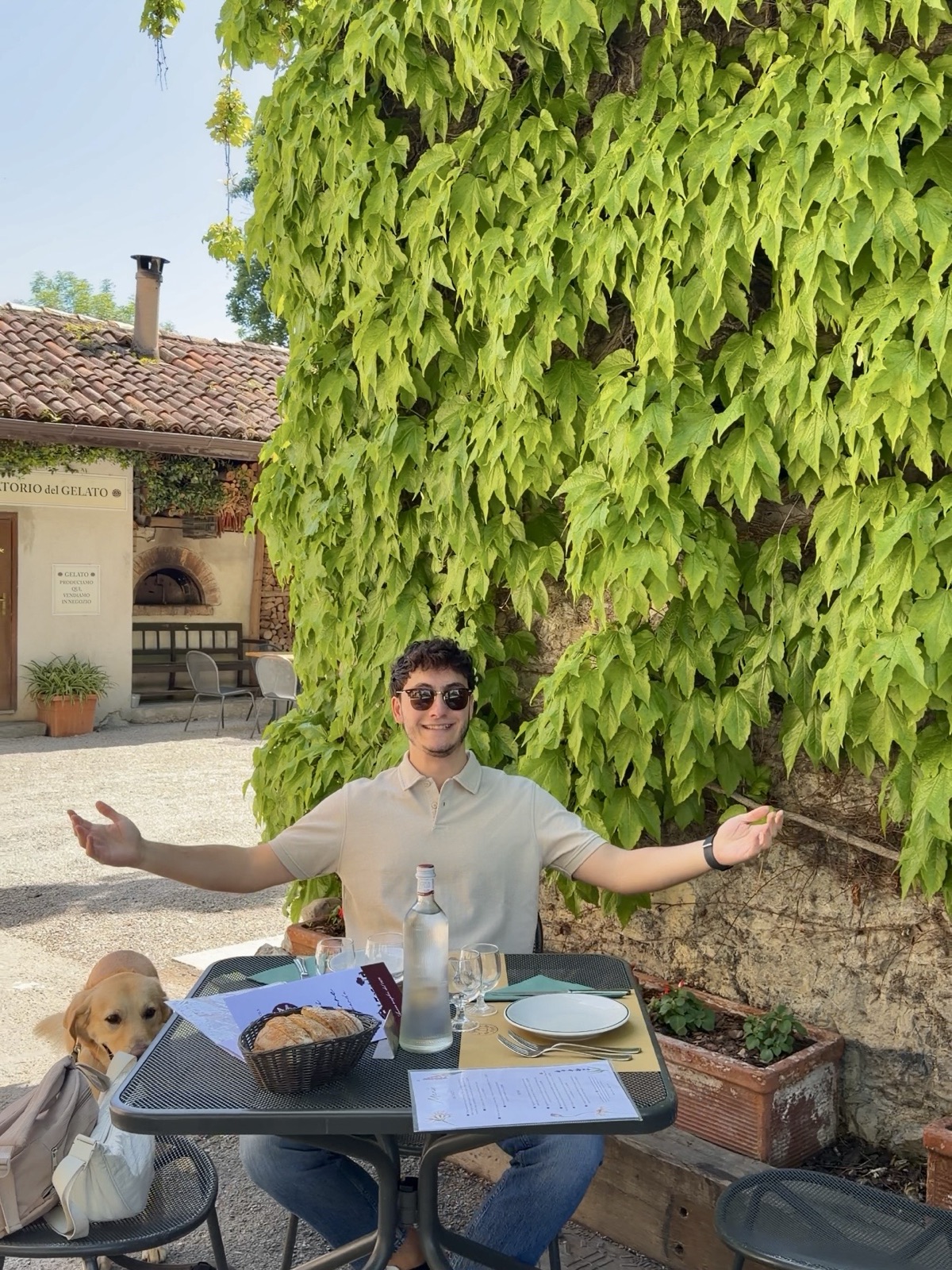 Pranzo all'aperto al Sant'Anna con il cane al tavolo